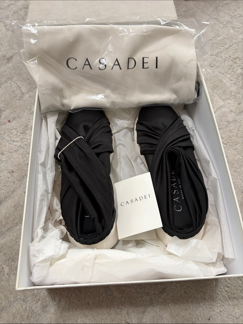 Casadei Black Twist-Detail Slip-On Mules